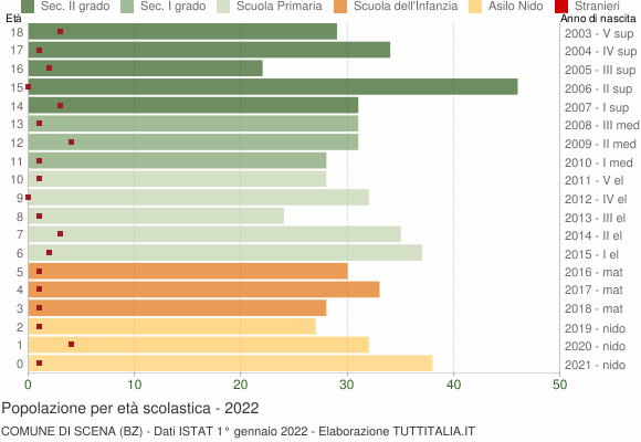 Grafico Popolazione in età scolastica - Scena 2022
