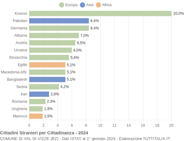 Grafico cittadinanza stranieri - Val di Vizze 2024