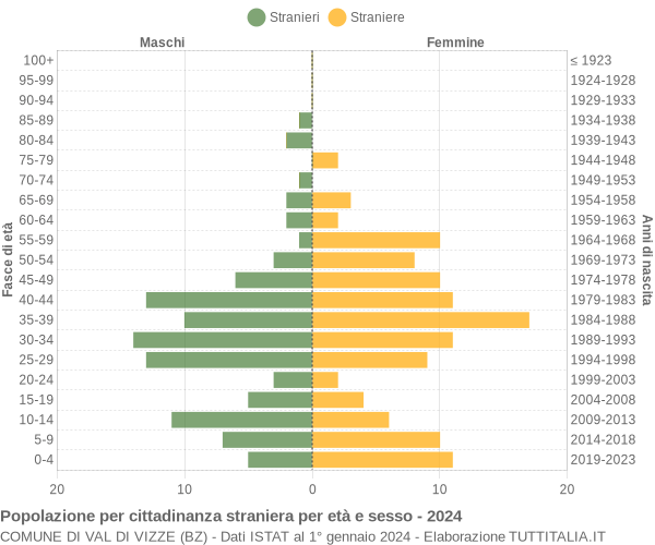 Grafico cittadini stranieri - Val di Vizze 2024