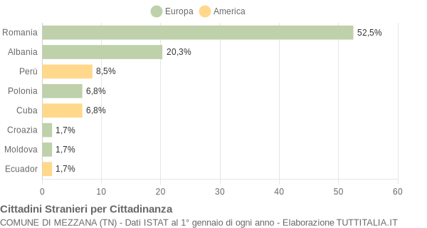 Grafico cittadinanza stranieri - Mezzana 2013