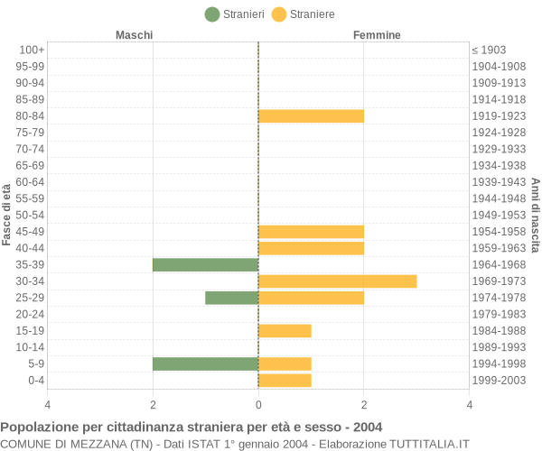 Grafico cittadini stranieri - Mezzana 2004