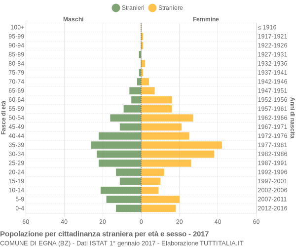 Grafico cittadini stranieri - Egna 2017