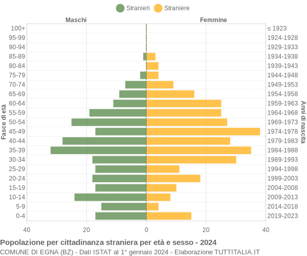 Grafico cittadini stranieri - Egna 2024