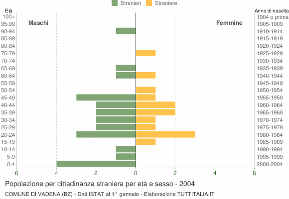 Grafico cittadini stranieri - Vadena 2004