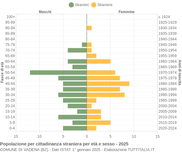 Grafico cittadini stranieri - Vadena 2025