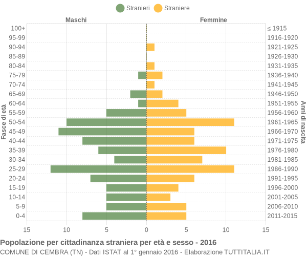 Grafico cittadini stranieri - Cembra 2016