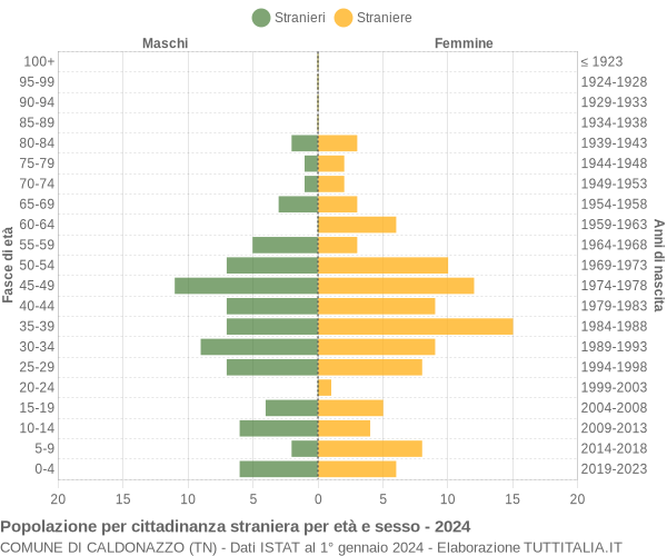 Grafico cittadini stranieri - Caldonazzo 2024