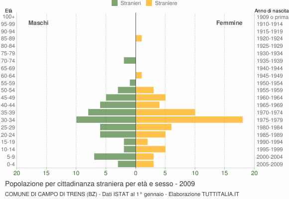 Grafico cittadini stranieri - Campo di Trens 2009
