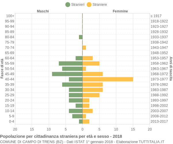 Grafico cittadini stranieri - Campo di Trens 2018