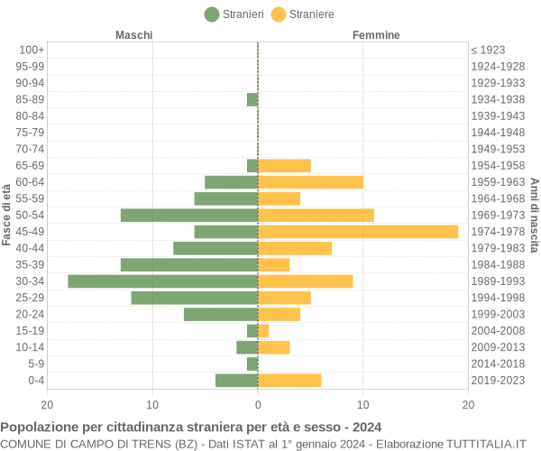 Grafico cittadini stranieri - Campo di Trens 2024