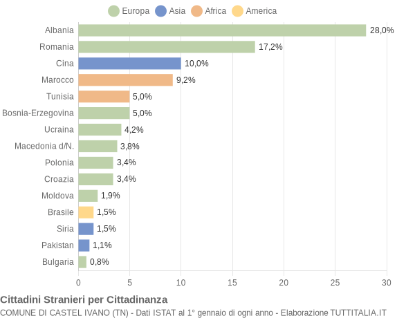 Grafico cittadinanza stranieri - Castel Ivano 2015