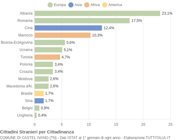 Grafico cittadinanza stranieri - Castel Ivano 2016