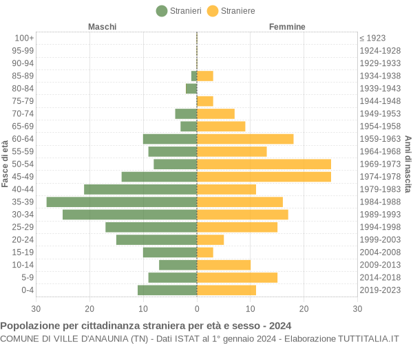 Grafico cittadini stranieri - Ville d'Anaunia 2024