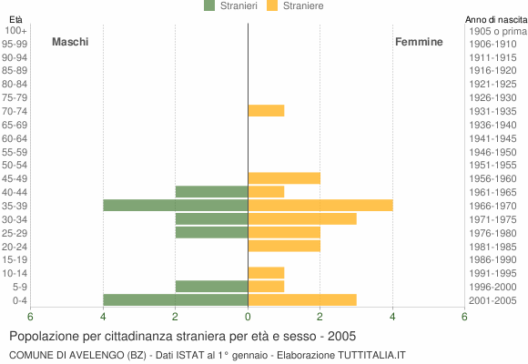Grafico cittadini stranieri - Avelengo 2005