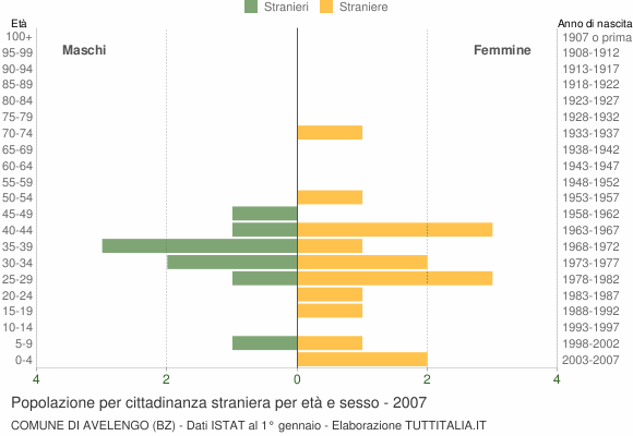Grafico cittadini stranieri - Avelengo 2007
