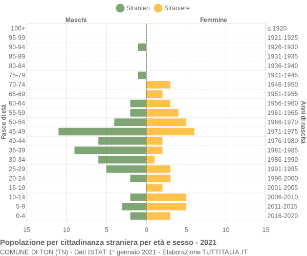 Grafico cittadini stranieri - Ton 2021