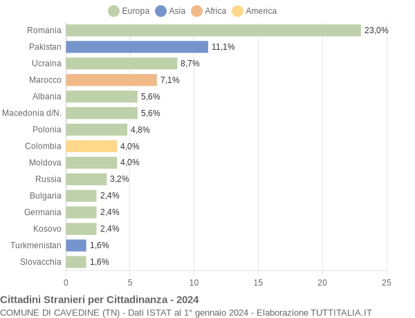 Grafico cittadinanza stranieri - Cavedine 2024