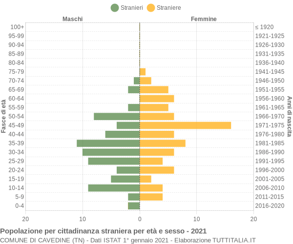 Grafico cittadini stranieri - Cavedine 2021