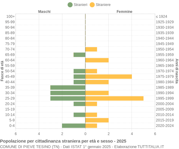 Grafico cittadini stranieri - Pieve Tesino 2025
