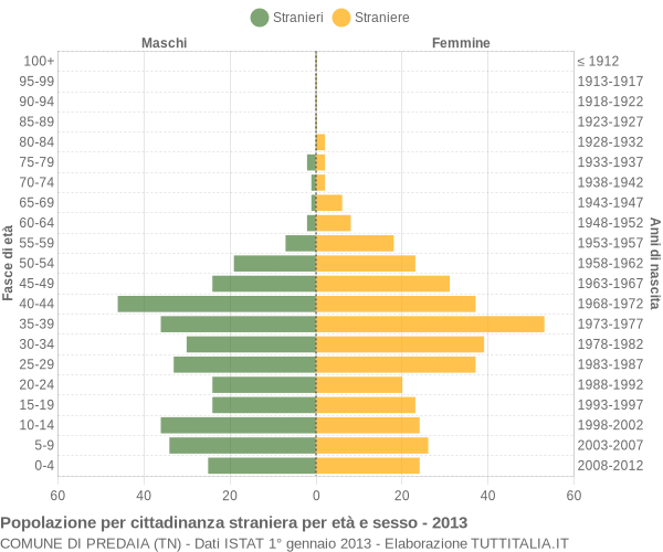 Grafico cittadini stranieri - Predaia 2013