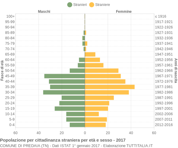 Grafico cittadini stranieri - Predaia 2017