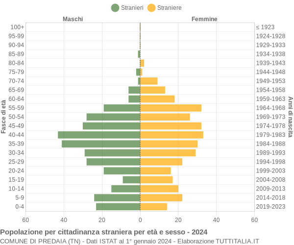 Grafico cittadini stranieri - Predaia 2024