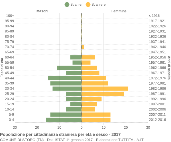 Grafico cittadini stranieri - Storo 2017