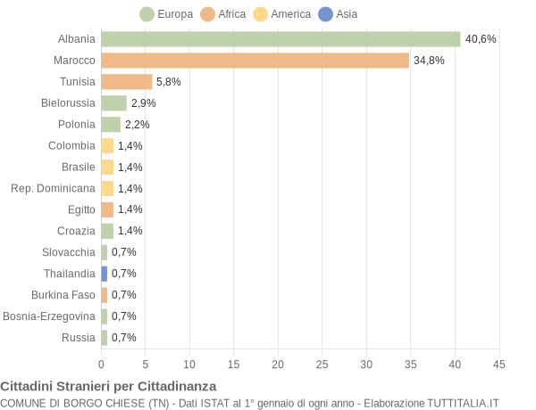Grafico cittadinanza stranieri - Borgo Chiese 2007