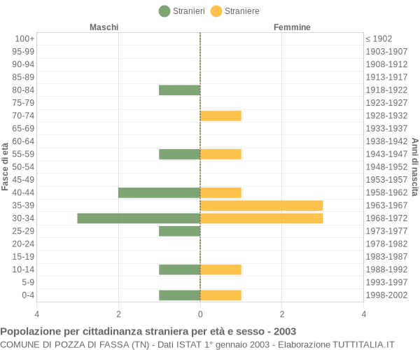 Grafico cittadini stranieri - Pozza di Fassa 2003
