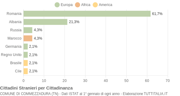 Grafico cittadinanza stranieri - Commezzadura 2004