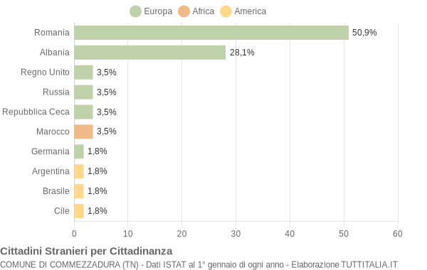 Grafico cittadinanza stranieri - Commezzadura 2005