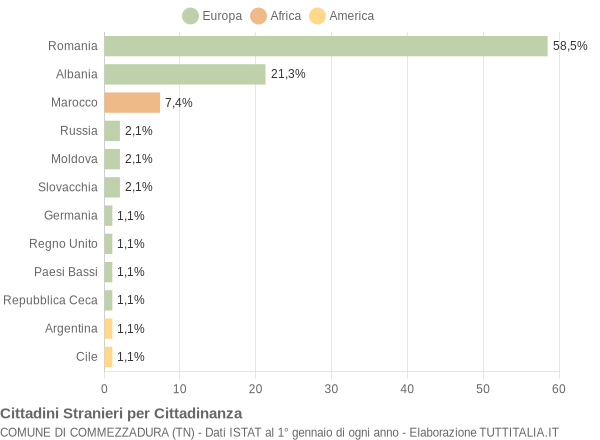 Grafico cittadinanza stranieri - Commezzadura 2011