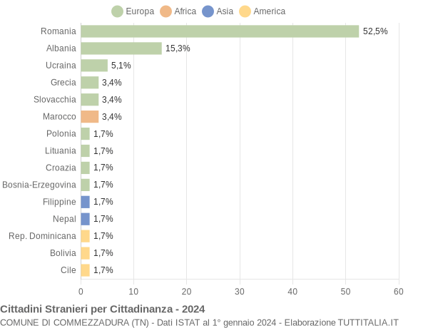 Grafico cittadinanza stranieri - Commezzadura 2024