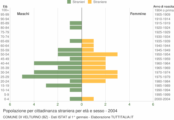 Grafico cittadini stranieri - Velturno 2004
