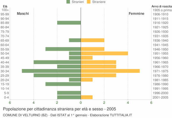 Grafico cittadini stranieri - Velturno 2005
