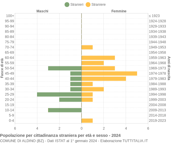 Grafico cittadini stranieri - Aldino 2024