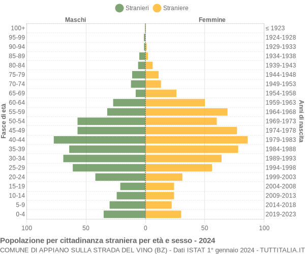 Grafico cittadini stranieri - Appiano sulla strada del vino 2024