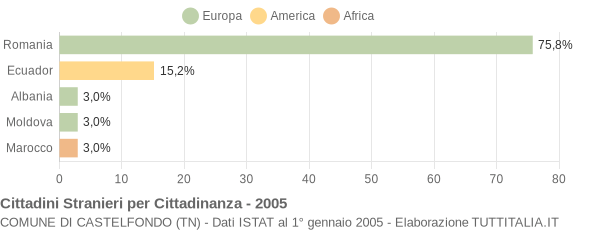 Grafico cittadinanza stranieri - Castelfondo 2005