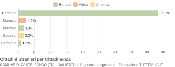 Grafico cittadinanza stranieri - Castelfondo 2010