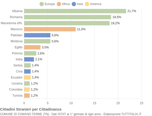 Grafico cittadinanza stranieri - Comano Terme 2014