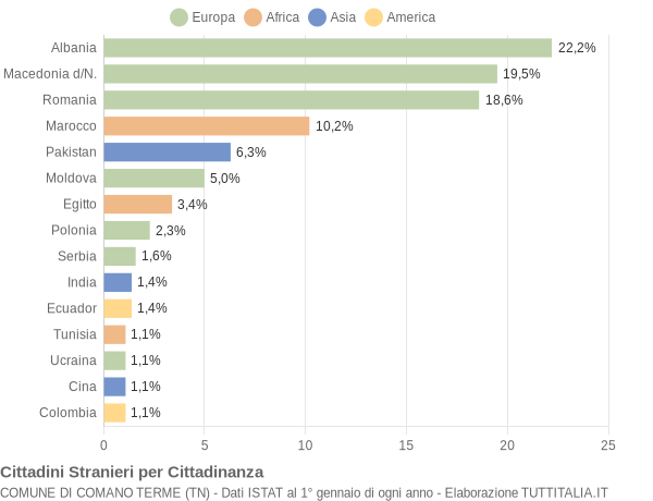 Grafico cittadinanza stranieri - Comano Terme 2015