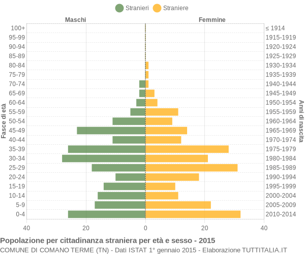 Grafico cittadini stranieri - Comano Terme 2015