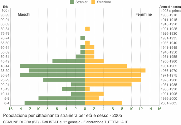 Grafico cittadini stranieri - Ora 2005