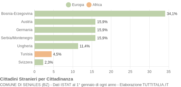 Grafico cittadinanza stranieri - Senales 2004