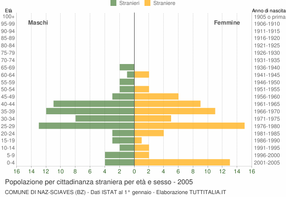 Grafico cittadini stranieri - Naz-Sciaves 2005