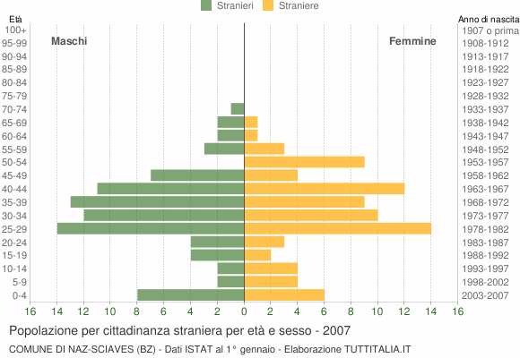 Grafico cittadini stranieri - Naz-Sciaves 2007
