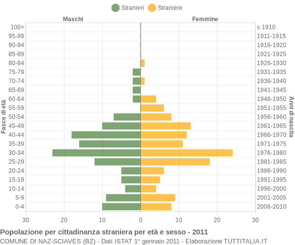 Grafico cittadini stranieri - Naz-Sciaves 2011