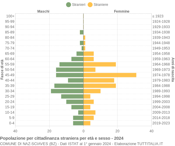 Grafico cittadini stranieri - Naz-Sciaves 2024