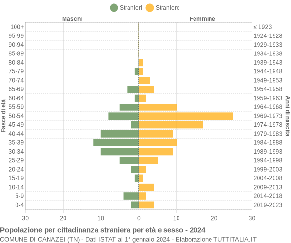 Grafico cittadini stranieri - Canazei 2024