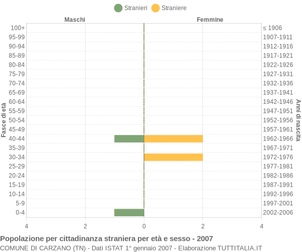 Grafico cittadini stranieri - Carzano 2007